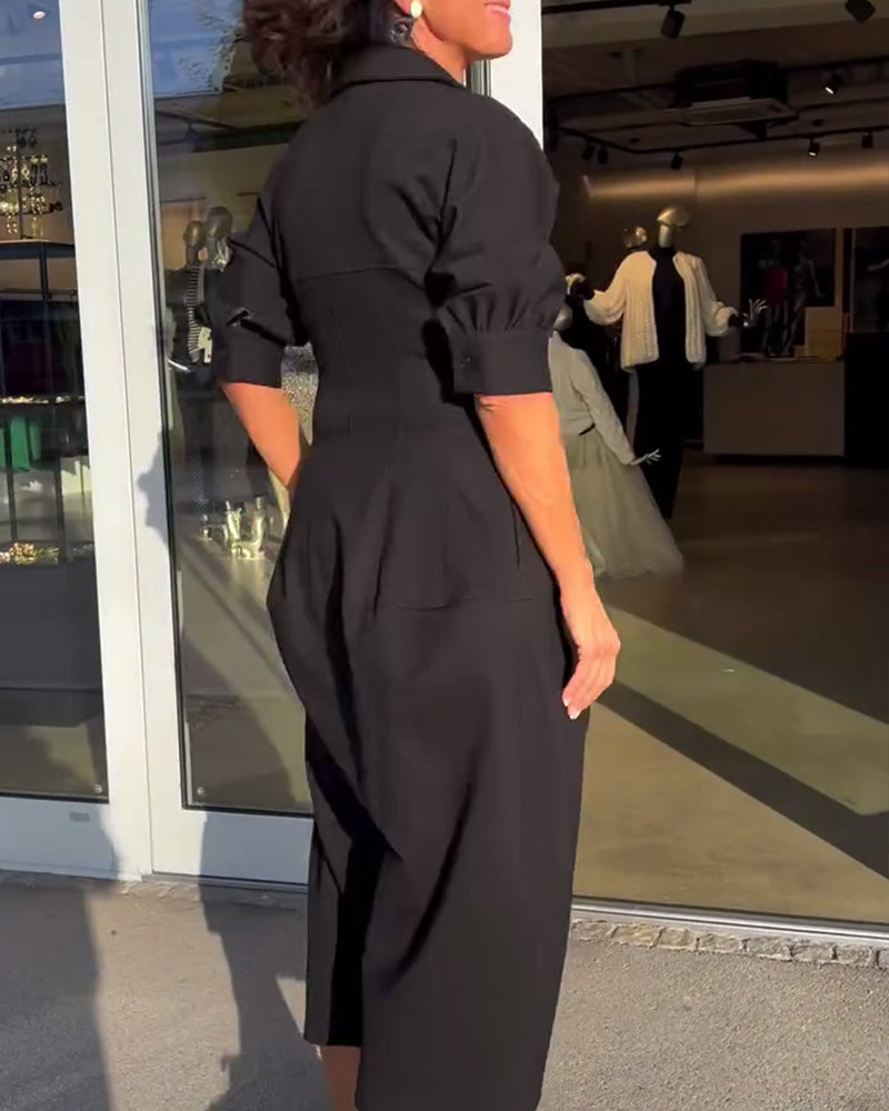 Damen V Ausschnitt Lang Freizeitkleid