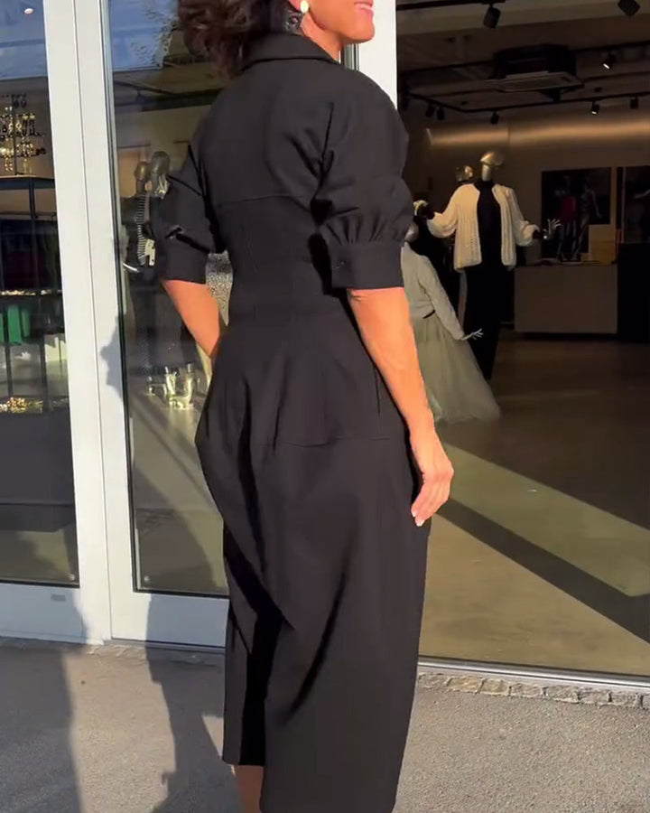 Damen V Ausschnitt Lang Freizeitkleid