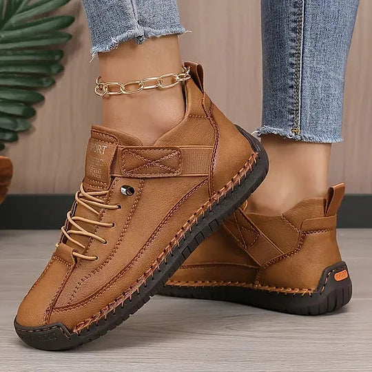 Damen-Sneaker aus Leder mit Schnürung – Bequeme und stützende Laufschuhe