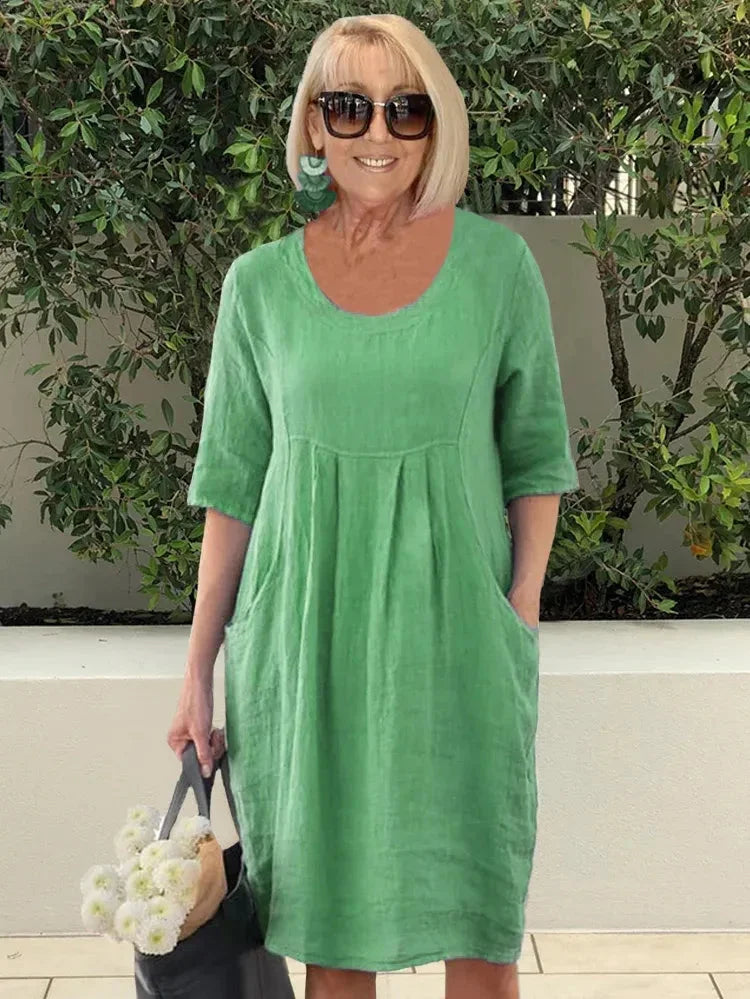 Damen Locker Geschnittenes Midikleid