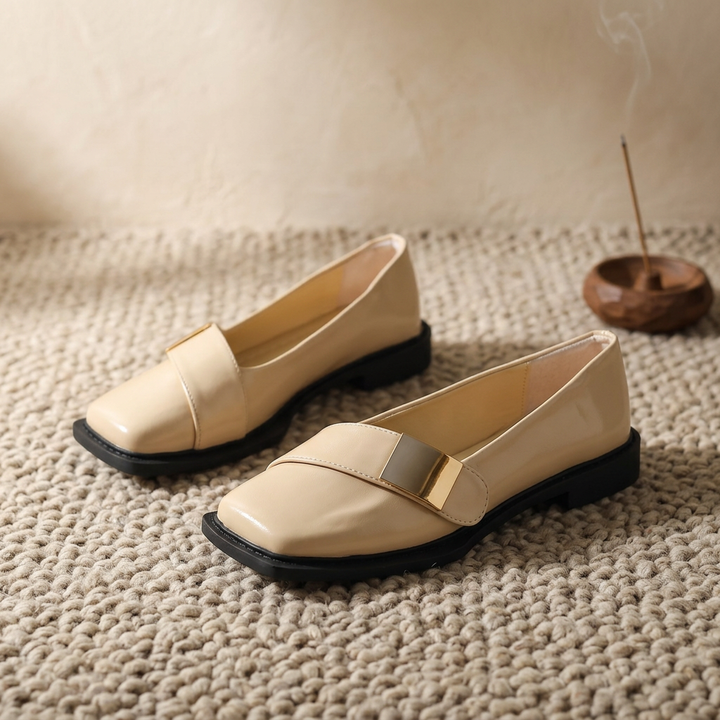 Damen Quadratische Slip-On Loafer Flats – Modische Freizeitschuhe