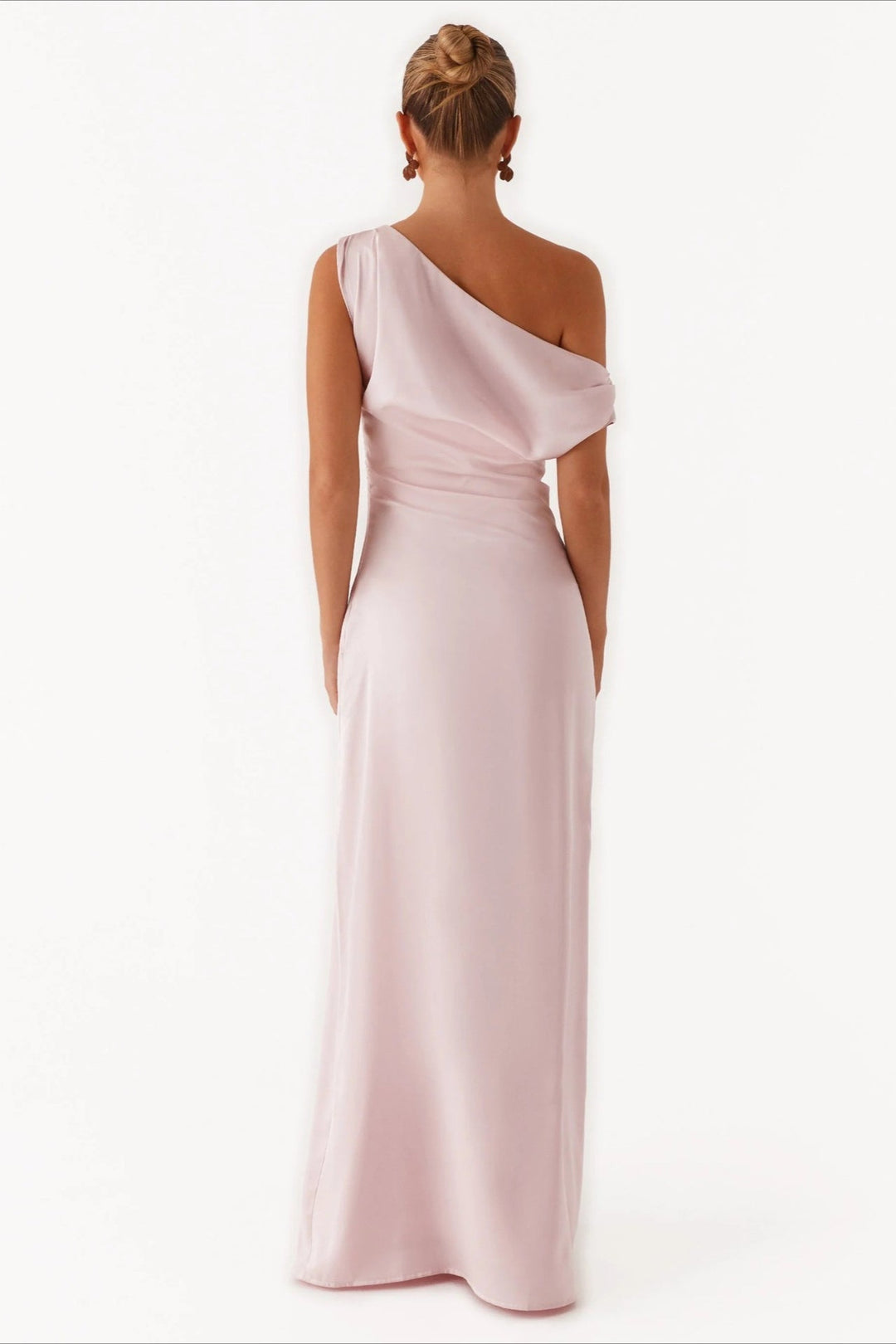 Damen Einfarbiges Maxikleid Mit Asymmetrischem Ausschnitt – Abendkleid
