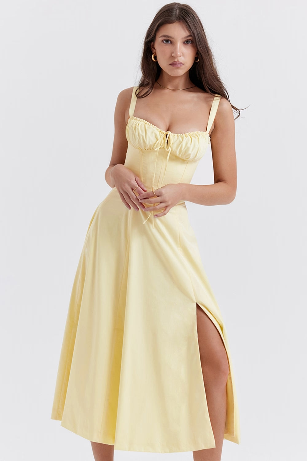 Elegantes, ärmelloses Damen-Partykleid mit Blumenmuster, Schlitz und herzförmigem Ausschnitt