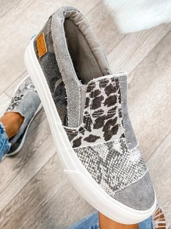 DamenTurnschuhe aus Leder mit Animalprint
