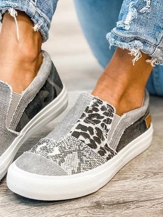 DamenTurnschuhe aus Leder mit Animalprint