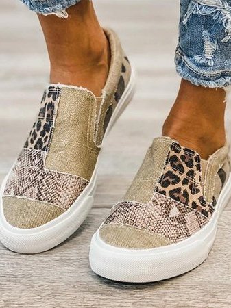 DamenTurnschuhe aus Leder mit Animalprint