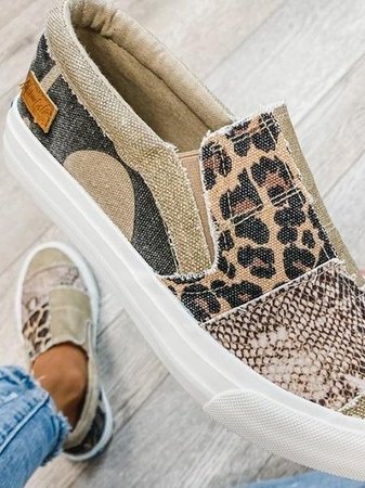 DamenTurnschuhe aus Leder mit Animalprint