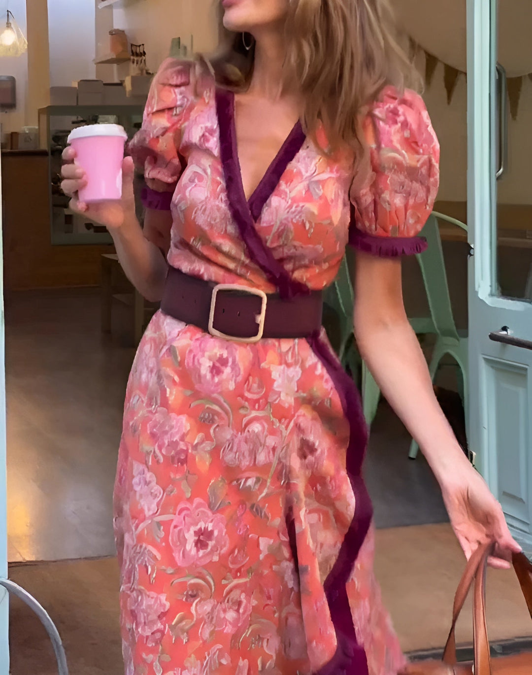 Damen Wickel Maxikleid In Rosa