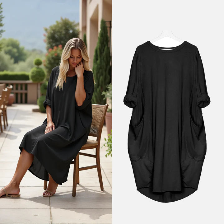 Damen Oversize Kurzarm Polokleid