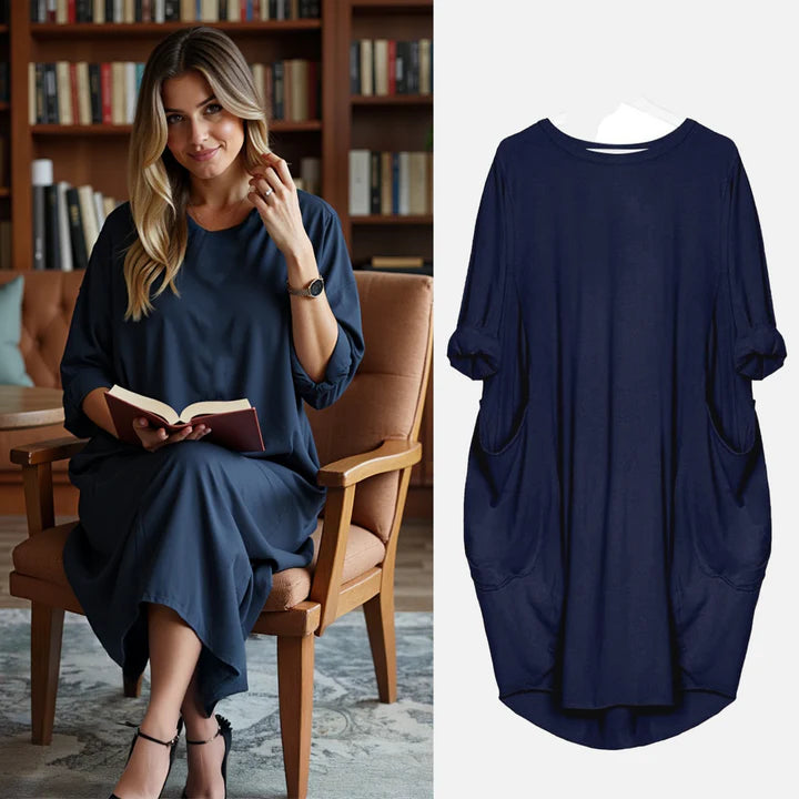Damen Oversize Kurzarm Polokleid