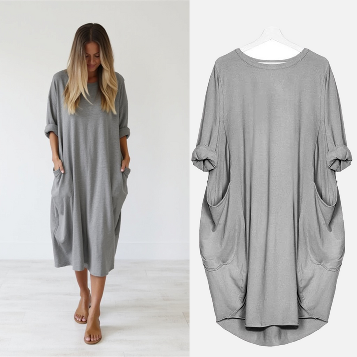 Damen Oversize Kurzarm Polokleid