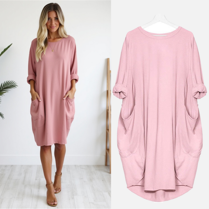 Damen Oversize Kurzarm Polokleid