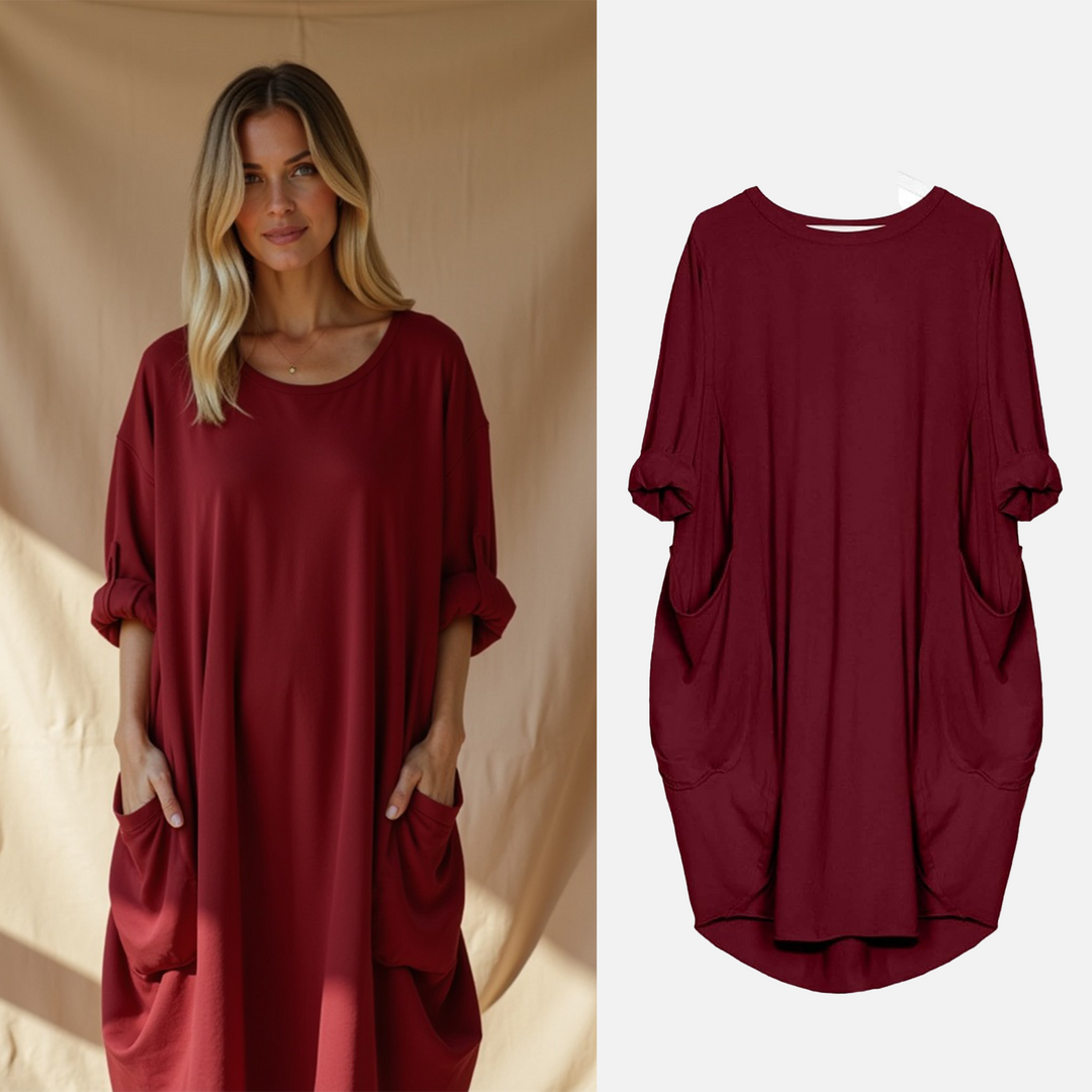 Damen Oversize Kurzarm Polokleid