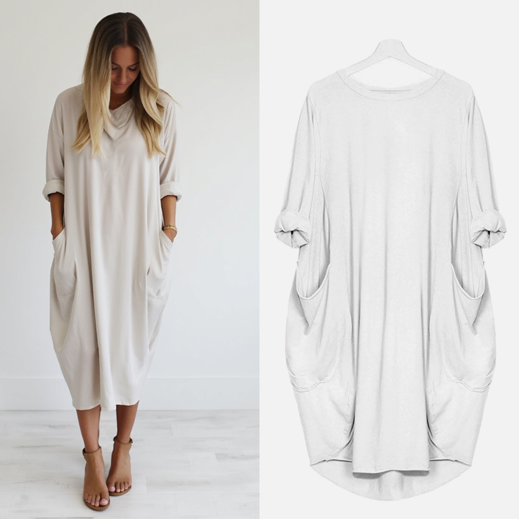Damen Oversize Kurzarm Polokleid