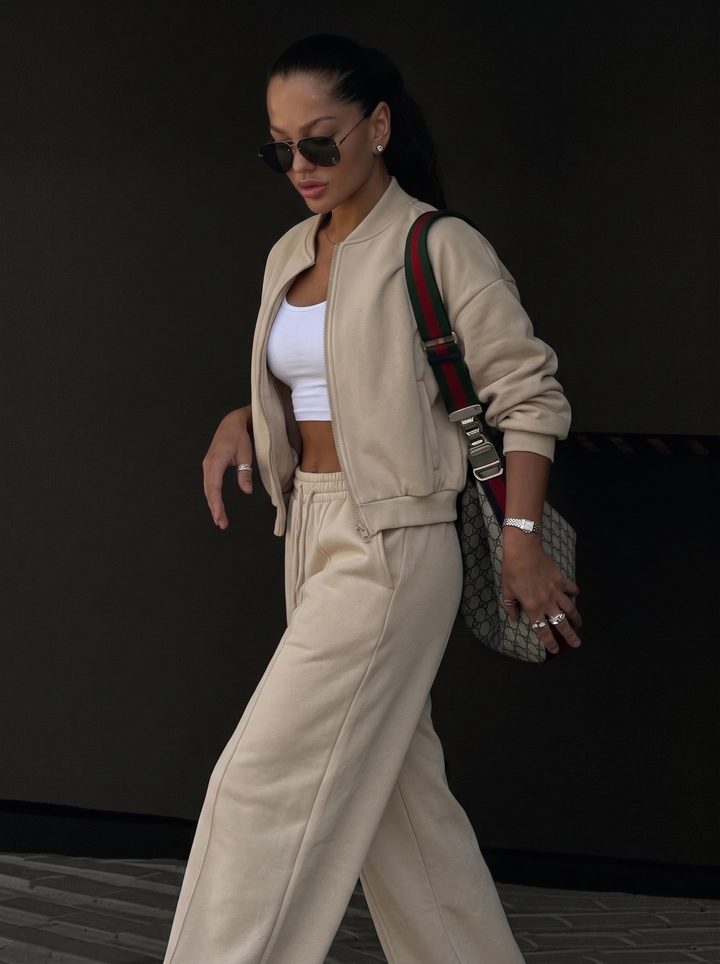 Damen Neutralfarbiges Lockeres Trainingsanzug Set – Lässiges Lounge Outfit