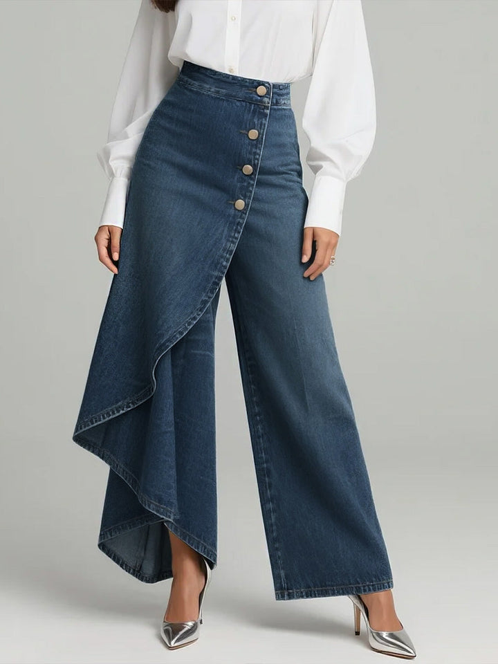 Damen-Jeans mit hohem Bund und weitem Bein – Schlagjeans im Cape-Stil