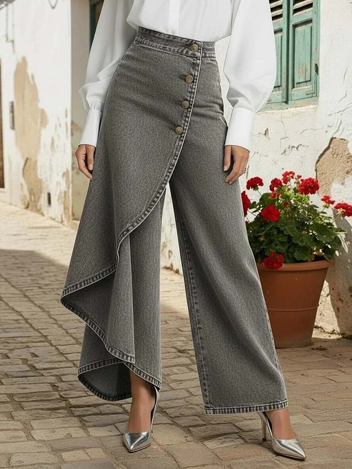 Damen-Jeans mit hohem Bund und weitem Bein – Schlagjeans im Cape-Stil