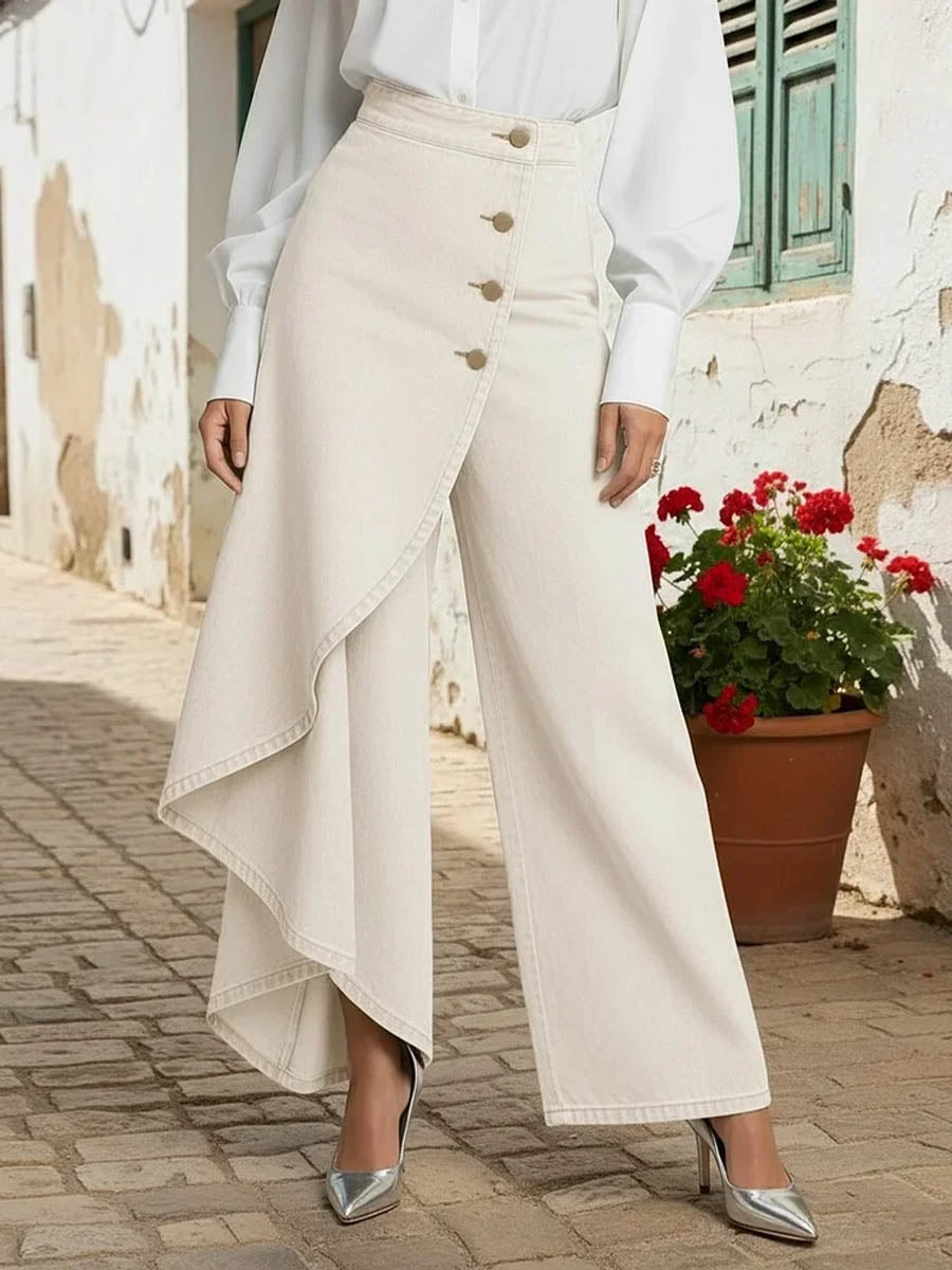 Damen-Jeans mit hohem Bund und weitem Bein – Schlagjeans im Cape-Stil