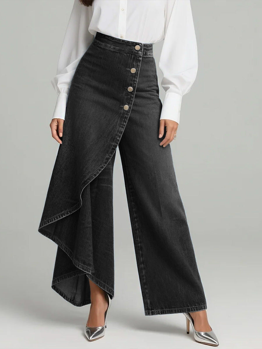 Damen-Jeans mit hohem Bund und weitem Bein – Schlagjeans im Cape-Stil