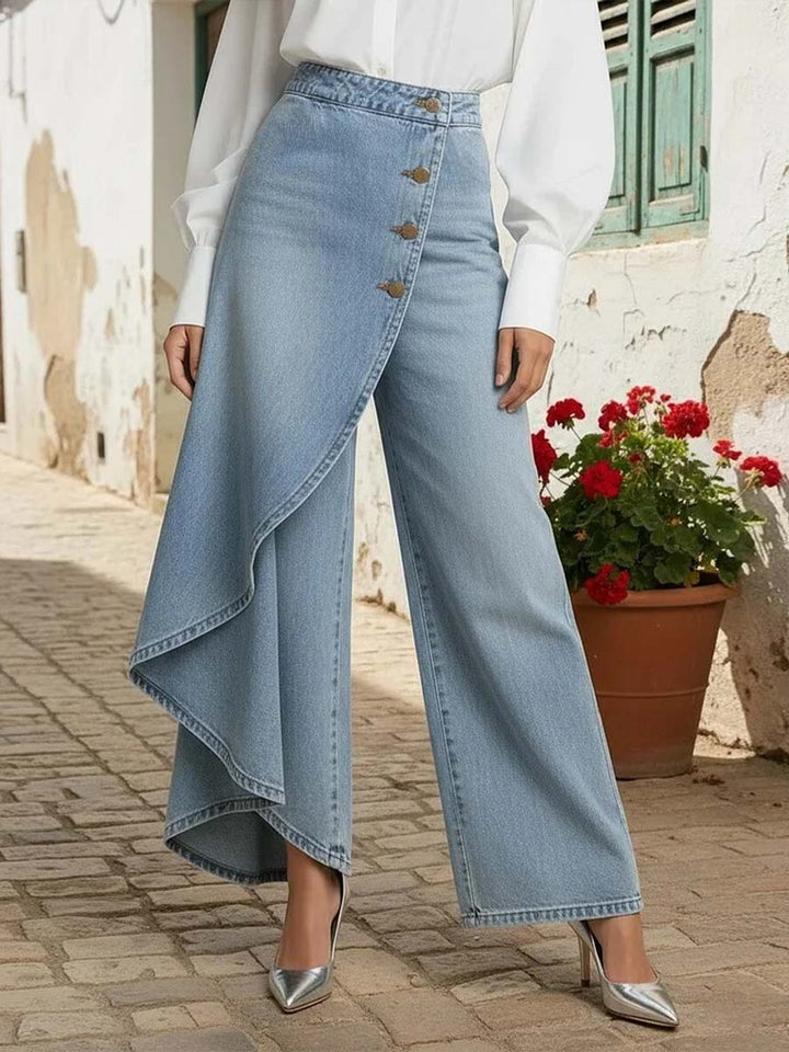 Damen-Jeans mit hohem Bund und weitem Bein – Schlagjeans im Cape-Stil