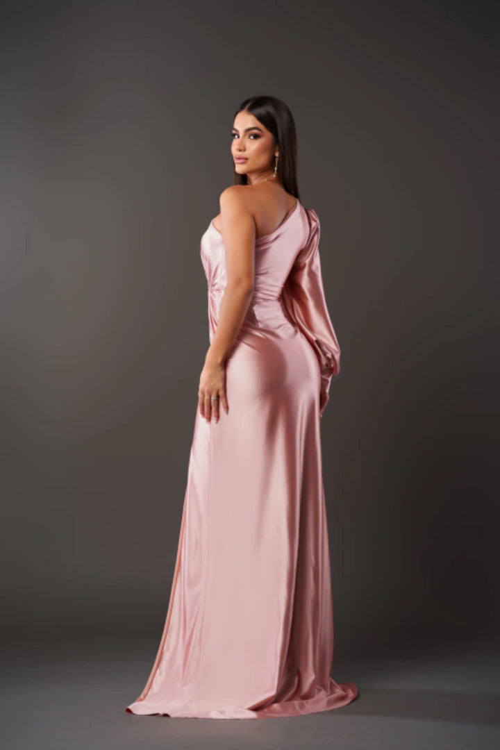Damen Ein Schulter Langarm Wickelkleid