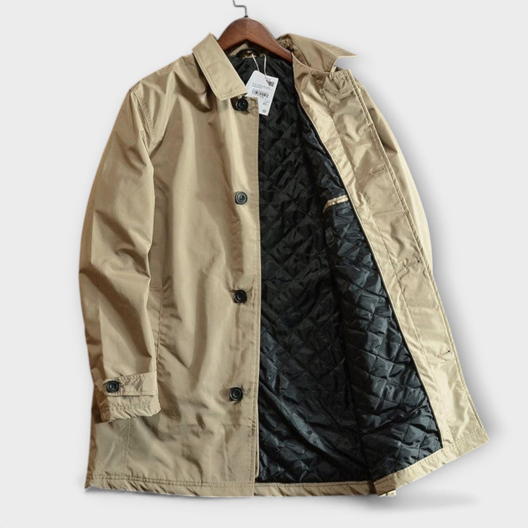 Herren Wetterfester Mantel Mit Knopfleiste – Winddichte Wasserdichte Jacke