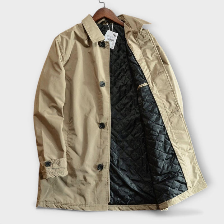 Herren Wetterfester Mantel Mit Knopfleiste – Winddichte Wasserdichte Jacke