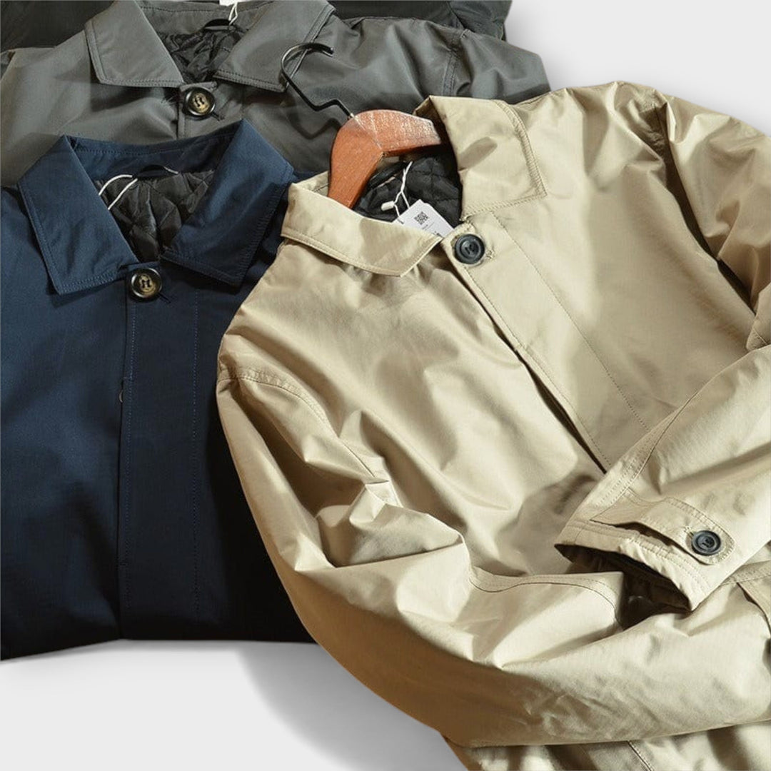 Herren Wetterfester Mantel Mit Knopfleiste – Winddichte Wasserdichte Jacke
