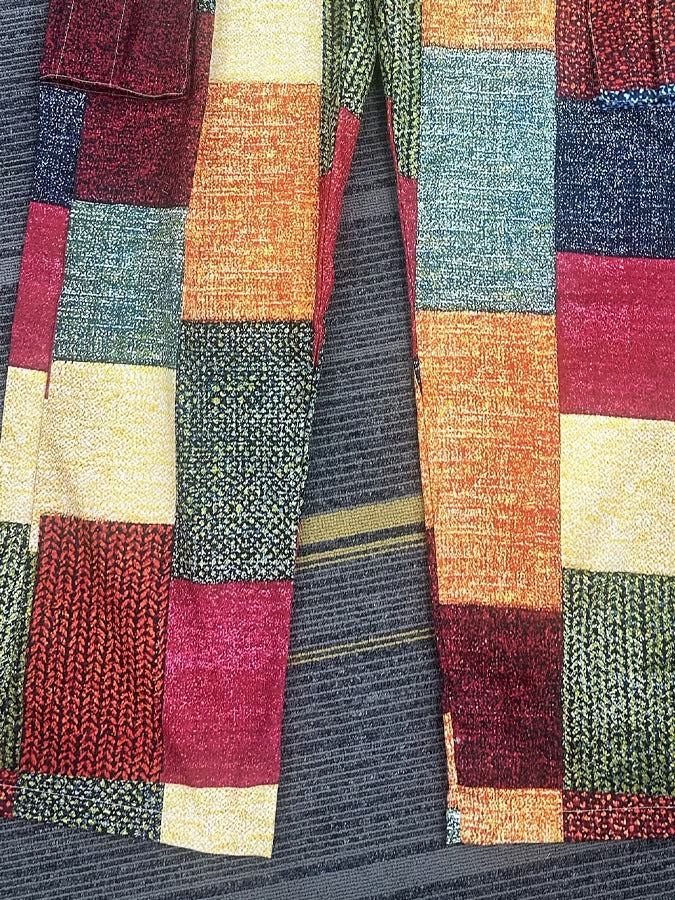 Mehrfarbige, gerade geschnittene Cargohose für Herren – Stylische Patchworkhose im urbanen Stil