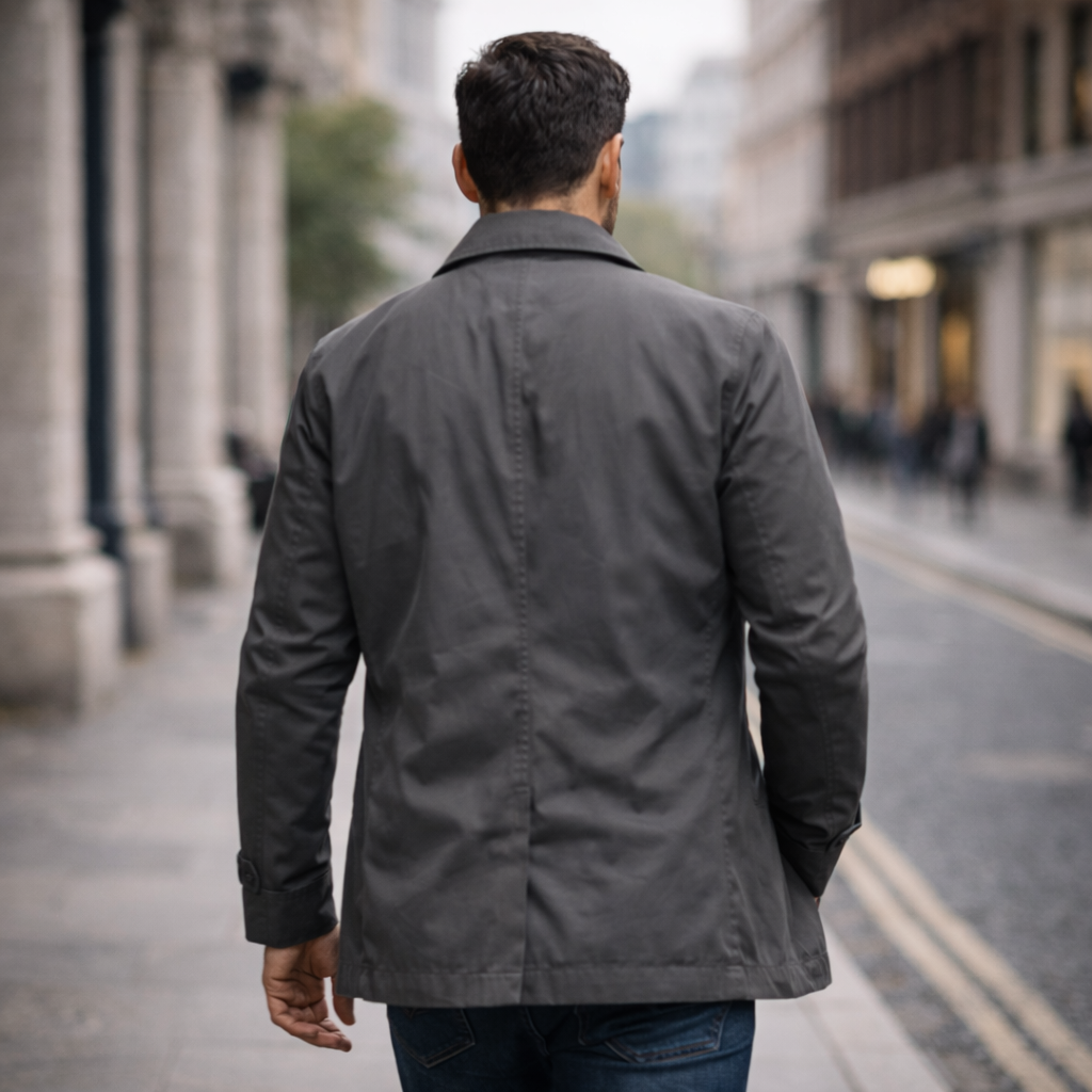 Herren Wetterfester Mantel Mit Knopfleiste – Winddichte Wasserdichte Jacke