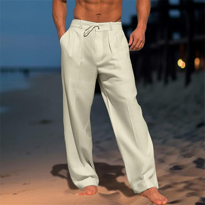 Herren Leinenhose Mit Weitem Bein