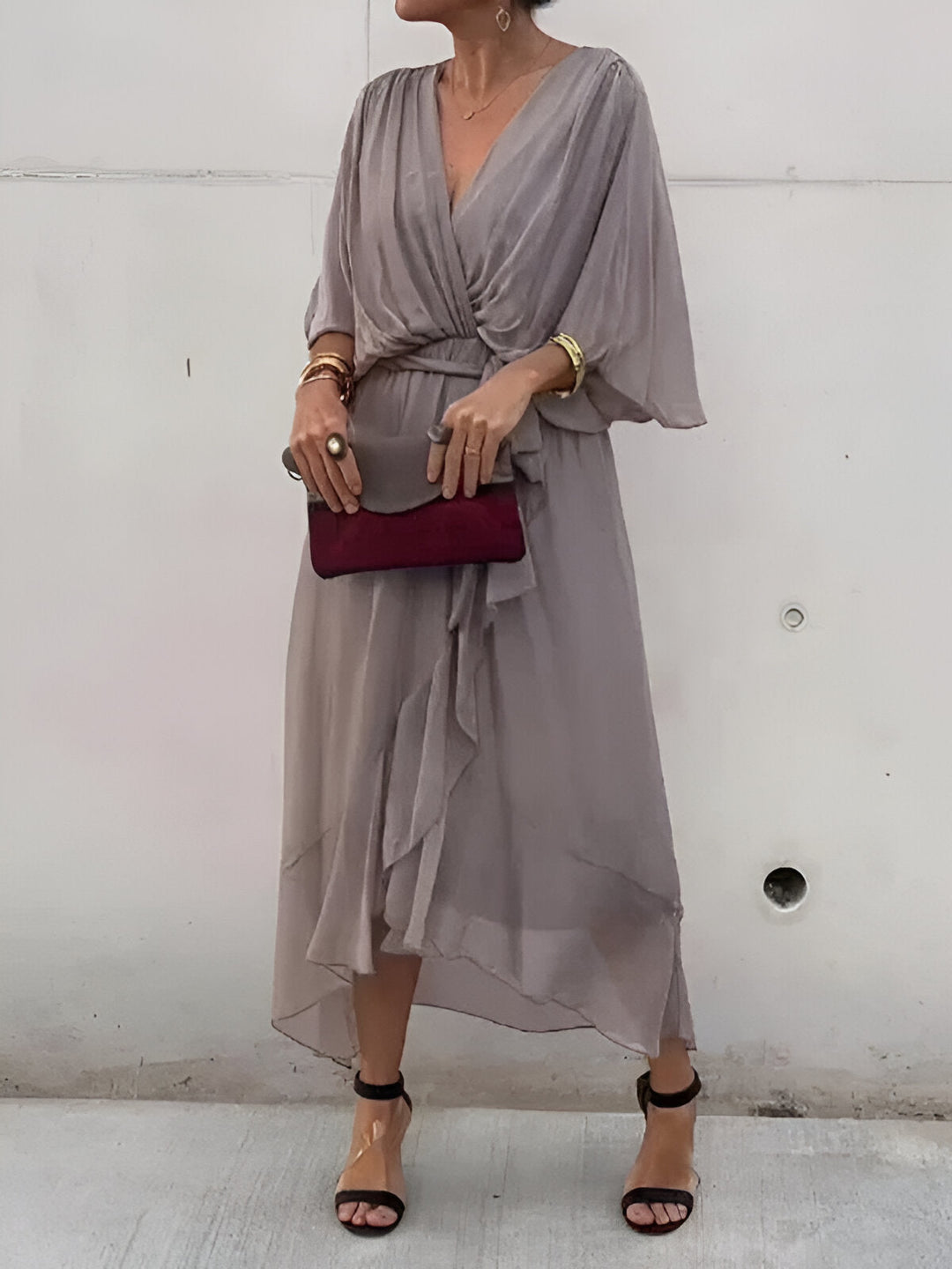 Damen Chiffon Wickelkleid Für Partys