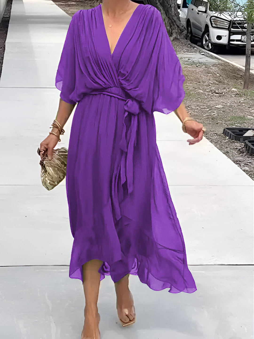Damen Chiffon Wickelkleid Für Partys