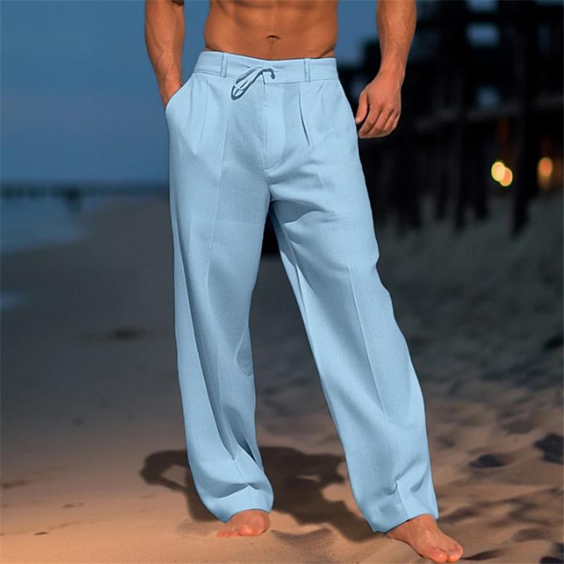 Herren Leinenhose Mit Weitem Bein