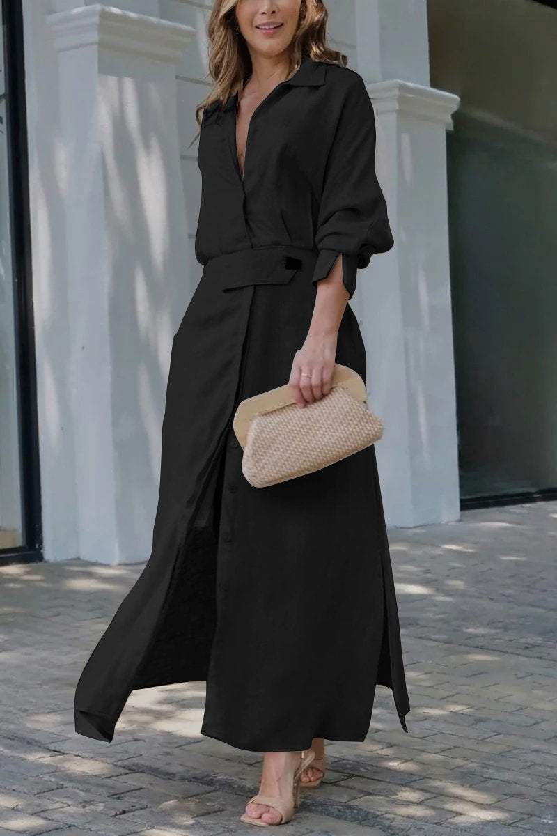 Damen Wickel Maxikleid Mit V Ausschnitt