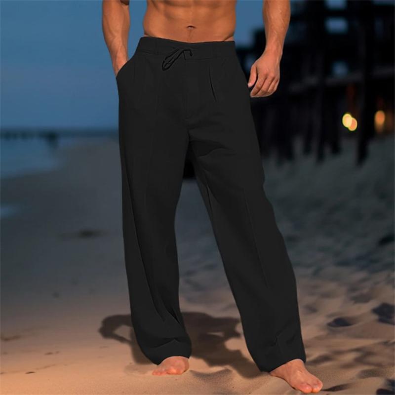 Herren Leinenhose Mit Weitem Bein