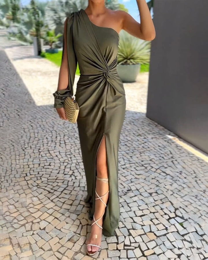 Damen Ein Schulter Wickelkleid