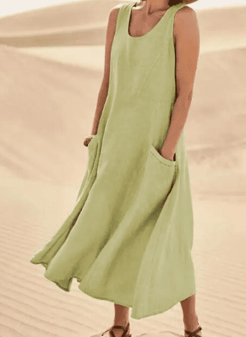 Damen Ärmelloses Sommerkleid Mit Taschen