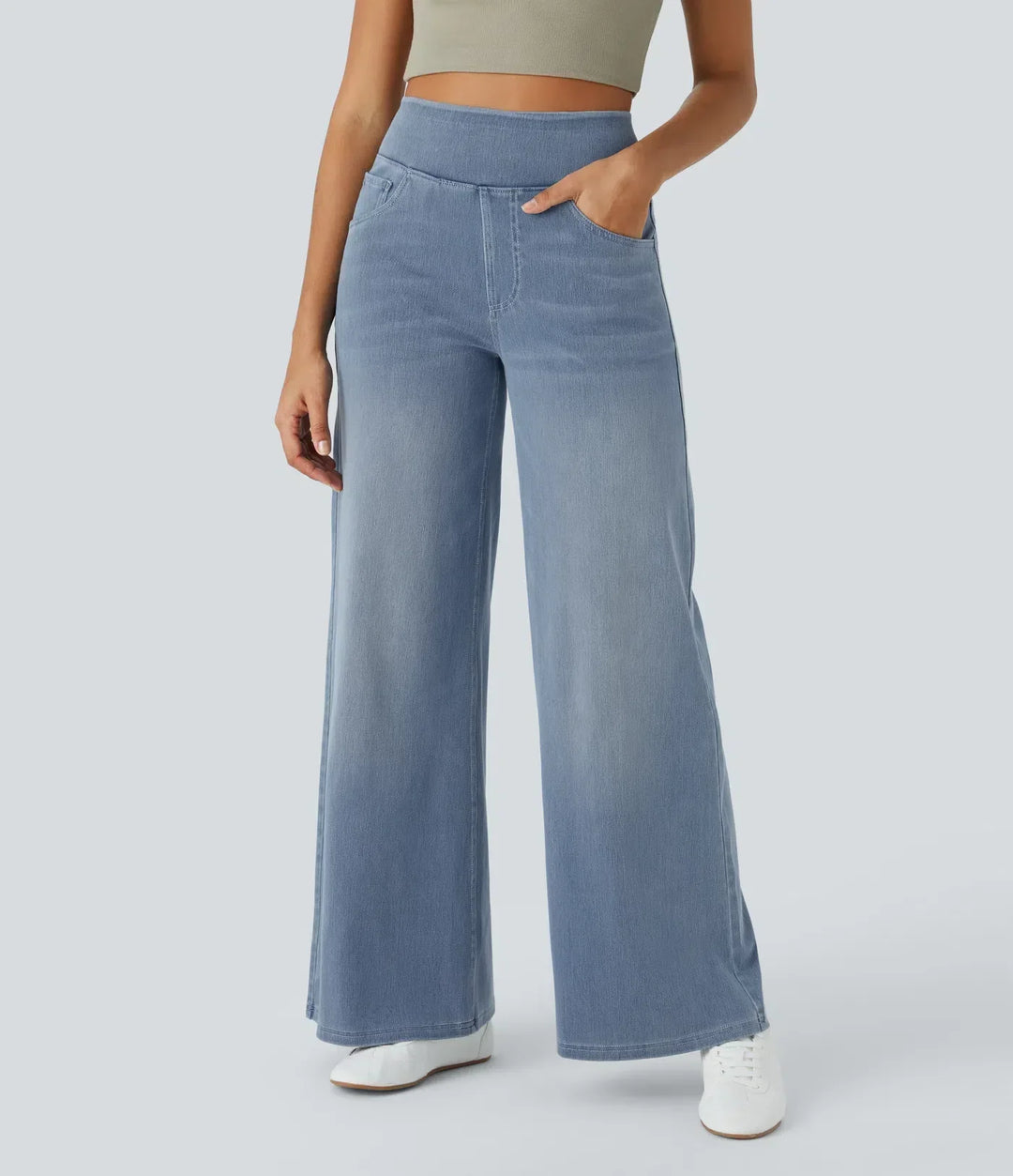Damenhose mit hoher Taille und weitem Bein