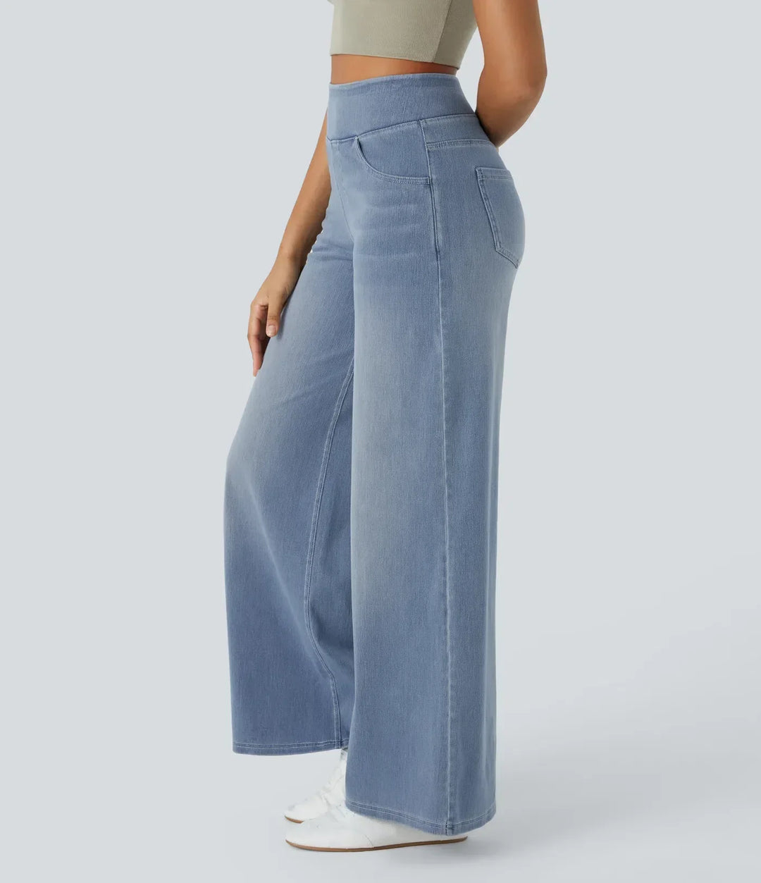 Damenhose mit hoher Taille und weitem Bein