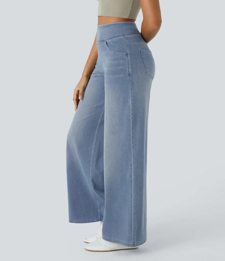 Damenhose mit hoher Taille und weitem Bein