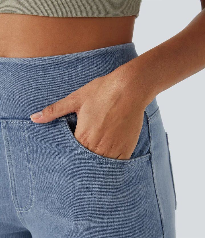 Damenhose mit hoher Taille und weitem Bein