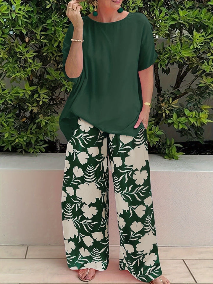 Damen Zweiteiliges Blumen Maxi Set Mit Schwung