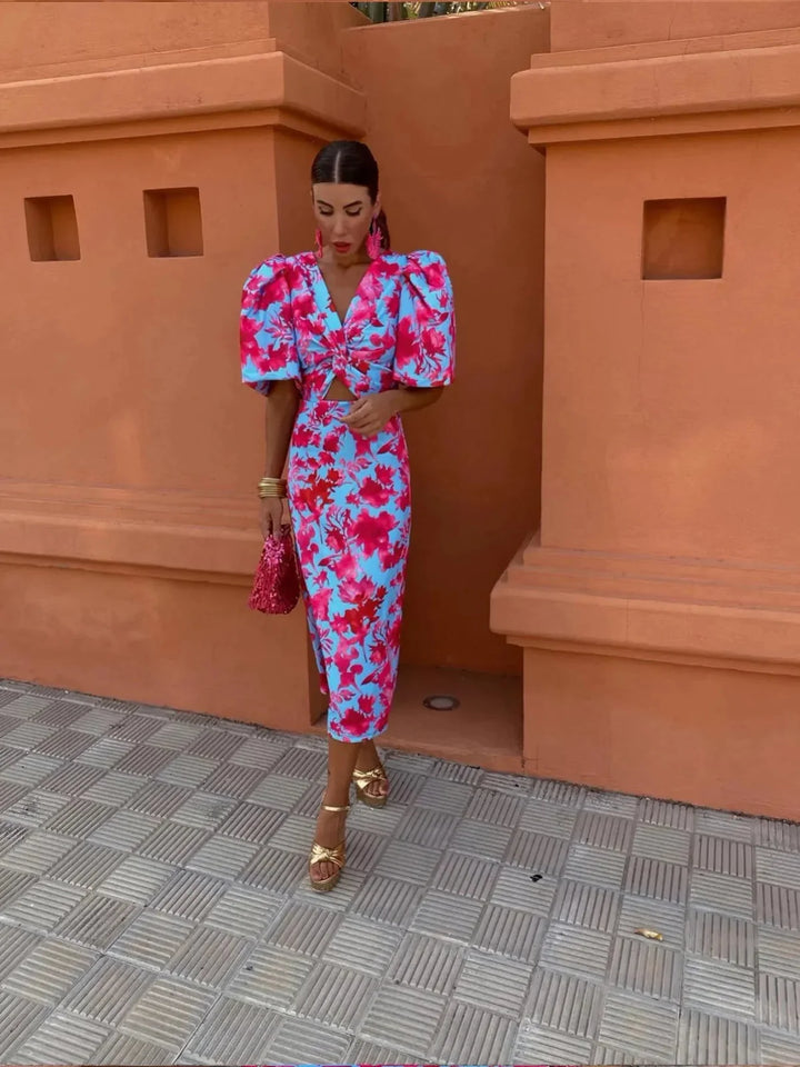 Damen Kleid Mit V Ausschnitt Und Raffung