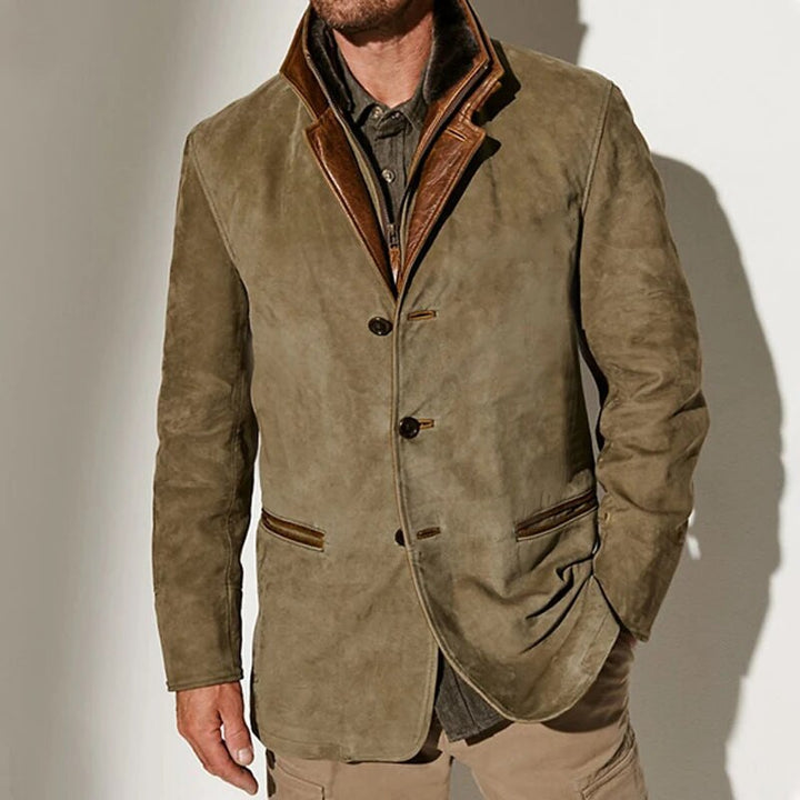 Herrenjacke Aus Veloursleder Mit Knöpfen