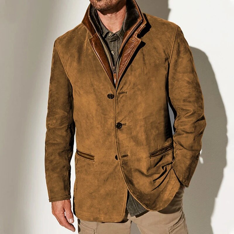 Herrenjacke Aus Veloursleder Mit Knöpfen