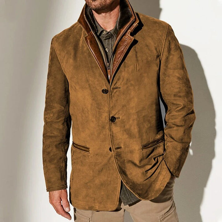Herrenjacke Aus Veloursleder Mit Knöpfen