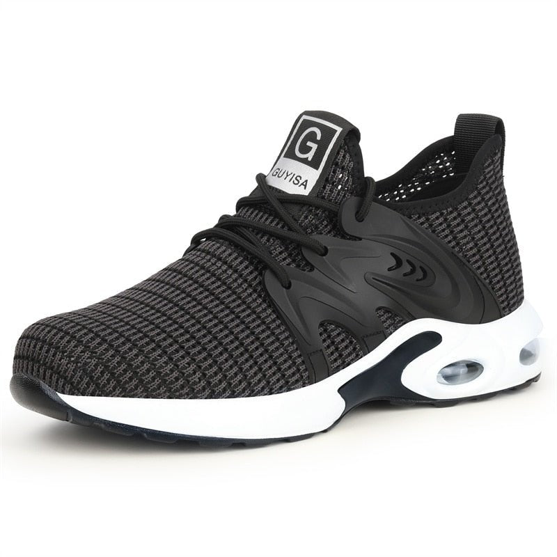 Damen Schwarze Rutschfeste Athletic Sneaker – Stahlkappen Sicherheits Arbeitsschuhe