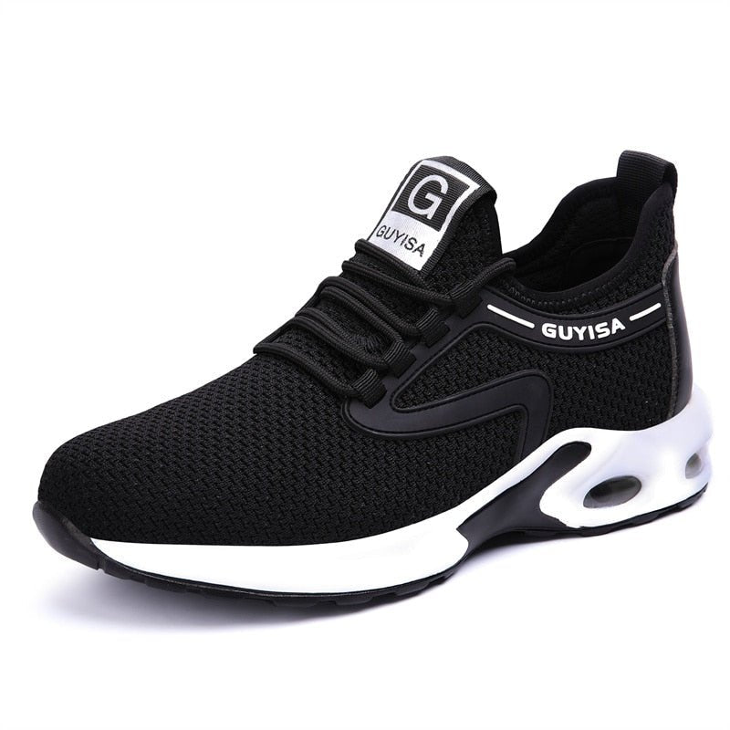 Damen Schwarze Rutschfeste Athletic Sneaker – Stahlkappen Sicherheits Arbeitsschuhe