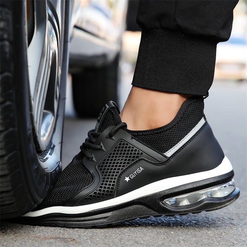 Damen Schwarze Rutschfeste Athletic Sneaker – Stahlkappen Sicherheits Arbeitsschuhe